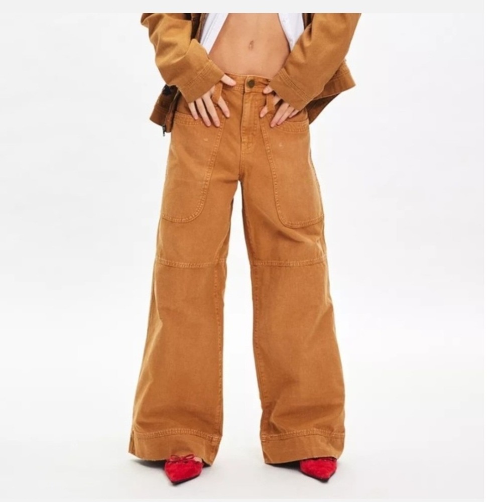 BDG Montana Canvas Wide Leg Utility Pants Brown High Rise Workwear Womens Size 2 - Picture 3 of 15